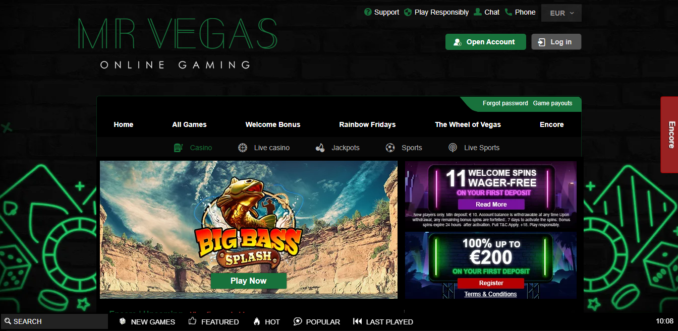MrVegas Casino Homepage